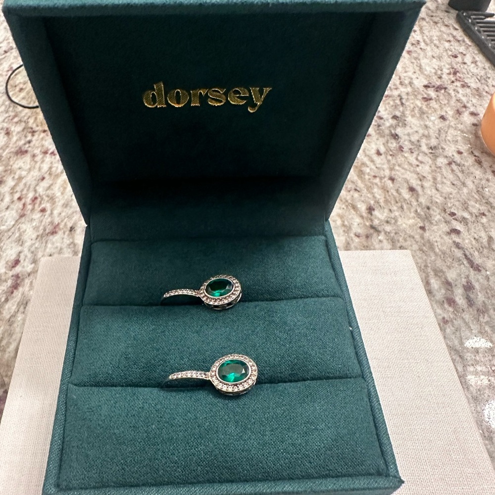 DORSEY Silver and emerald sabine nano crystal oval drop earring